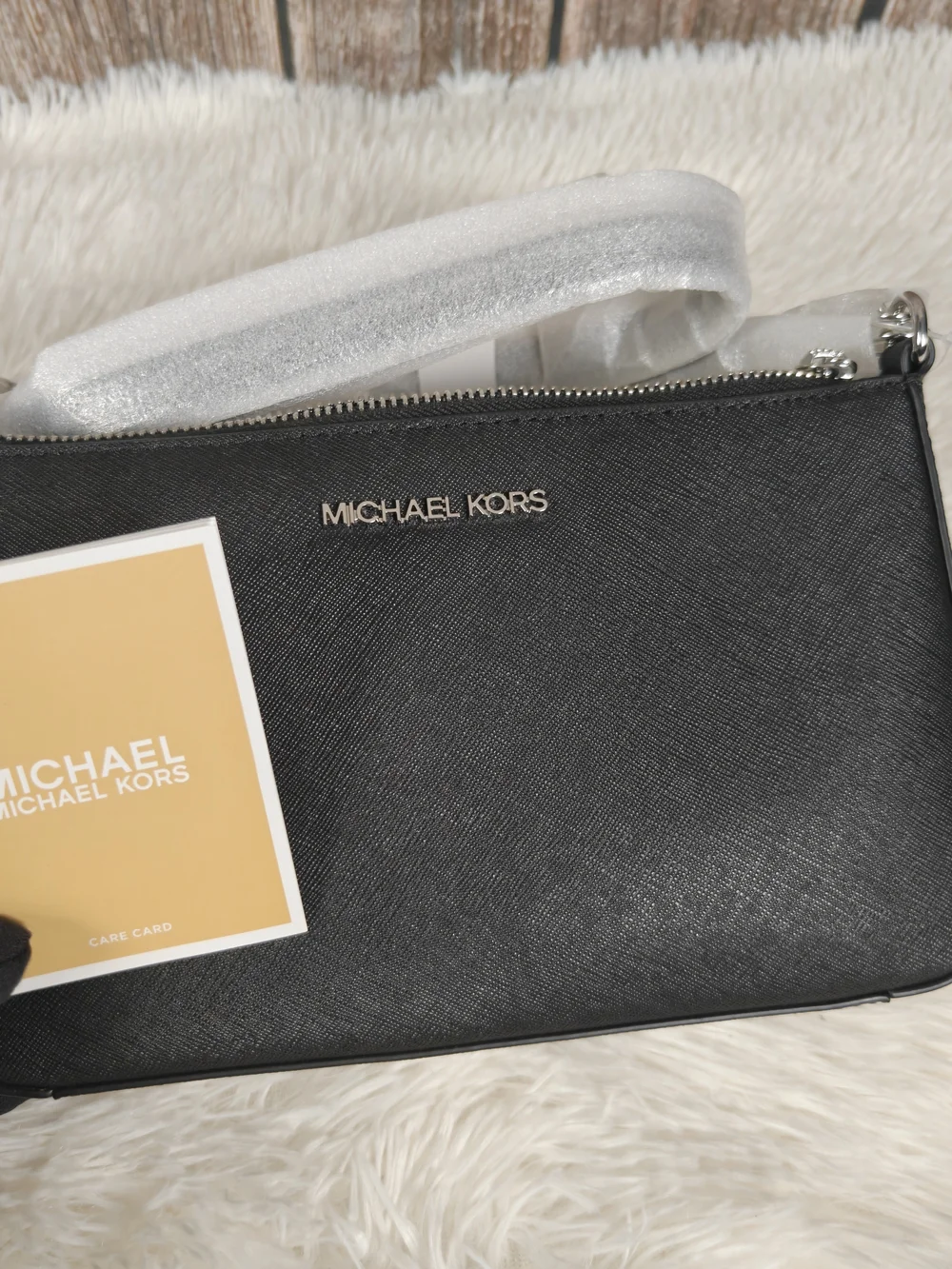 Michael Kors Black Saffiano Crossbody with Silver Hardware